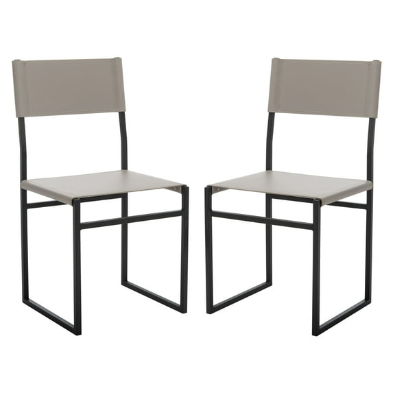 SAFAVIEH Layne Dining Chairs, Light Grey/Black, Set of 2 (18 in. W x 18.8 in. D x 35 in. H)