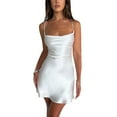 thumbnail image 5 of Summer Saving Wycnly Summer Dresses for Women Sleeveless V-Neck Solid Mini Sun Dress Party Club Sexy Low-Cut Spaghetti Strap Dresses White XL Up to 65% off, 5 of 6