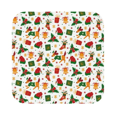 

Zeuib Christmas Hat Cute Puppy Print Set of 6 Coasters for Drinks Glass & Cups Stain Protection Table Coaster Set Decorative Coffee Cup Coasters Housewarming Gift for Home Decor Square