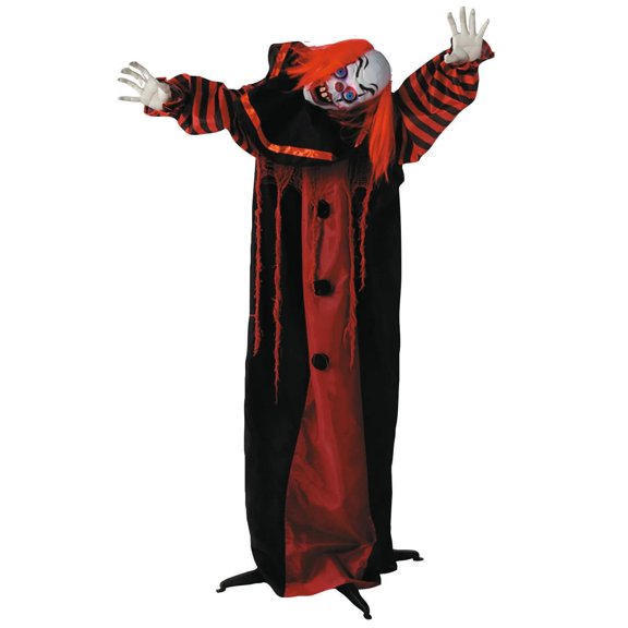 5 Ft. Animated Standing Black & Red Clown Halloween Decoration