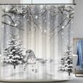 thumbnail image 7 of Shower Curtain,Winter Christmas Cute Snowman Snowflake Polyester Shower Curtains For Bathroom With Hooks 72x72 Inch, 7 of 7