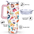 thumbnail image 3 of 40oz Fashion Leopard Pattern Stainless Steel Flip Straw Tumbler Spill Proof Travel Cup Double Wall Vacuum Insulated Coffee Mug with Top Handle, 3 of 6