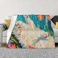 thumbnail image 3 of Throw Blanket for Couch, Playful Floral Cat Super Soft Fuzzy Comfy Warm Throw Blanket, Cuteness Lightweight Cozy Plush Flannel Blanket & Throws for Sofa and Bed All Season, 3 of 5