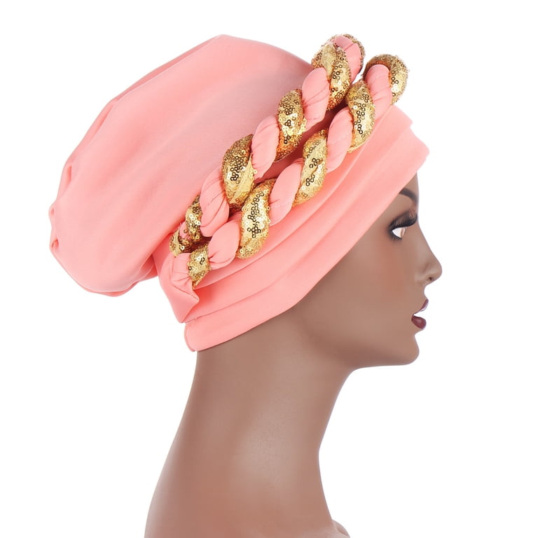 Ludlz Women Cross Twist Pleated Hair Wrap Turban Hat Indian 