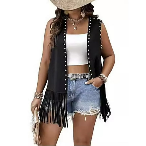 Oversized Cardigans Women Fashion Solid Fringe Vest Vest Sleeveless Jacket Top Light Weight Cardigan