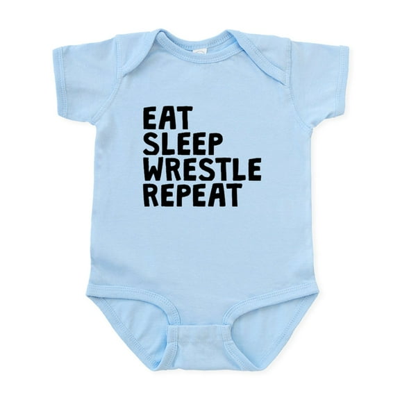CafePress - Eat Sleep Wrestle Repeat Body Suit - Baby Light Bodysuit, Size Newborn - 24 Months