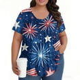thumbnail image 6 of TQWQT Womens Plus Size American Flag Tops Loose Casual Going Out Tunic Short Sleeve Crewneck Stars and Stripes Pleated T-Shirt Summer Tunics Blouses Blue 5XL, 6 of 6