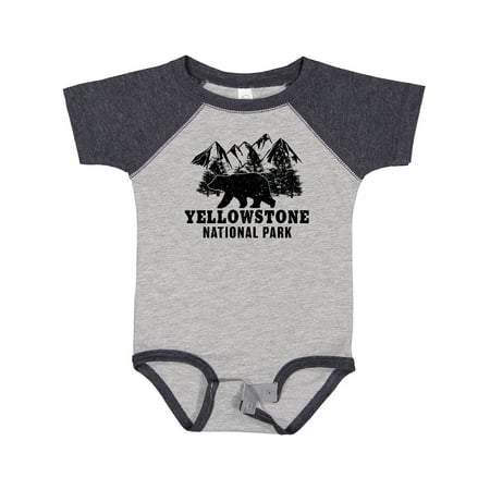 

Inktastic Yellowstone National Park with Bear Mountains and Trees Gift Baby Boy or Baby Girl Bodysuit