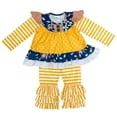 thumbnail image 3 of Dash of Glitter Girls Yellow Stripe Long Sleeve Top and Ruffle Pants 2-piece Outfit, Sizes 2T-10, 3 of 4