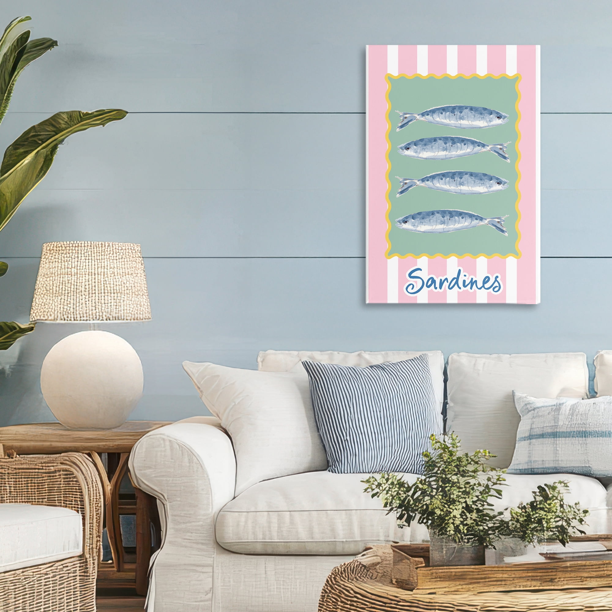 Stupell Industries Pastel Striped Sardines Canvas Wall Art, design by Patricia Pinto