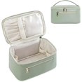 thumbnail image 1 of Bolsa de maquillaje, organizador de maquillaje de viaje, estuche para brochas de cosméticos para mujer en cuero ecológico vegano, verde (patente pendiente), 1 of 5