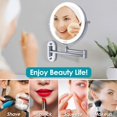 thumbnail image 5 of Espejo de maquillaje de pared, espejo de aumento iluminado de pared, espejo de pared de doble cara 1X/10X, espejo cosmético con extensión giratoria de 360°, batería de litio incorporada, 5 of 5