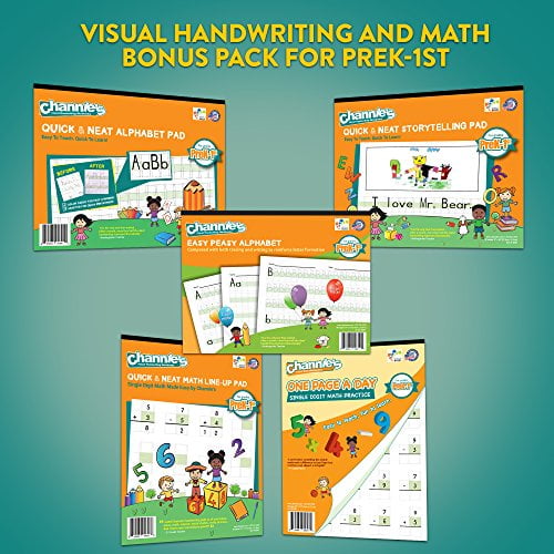 Channie's Visual Handwriting & Math Workbook Bonus Pack of 5 PreK-1st