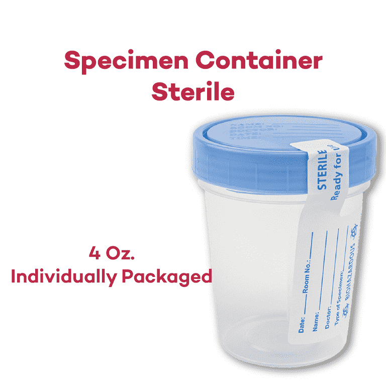 25 Pack 120 ML (4 Oz) Specimen Cups With Lid, ID Area, And Temperature Strip