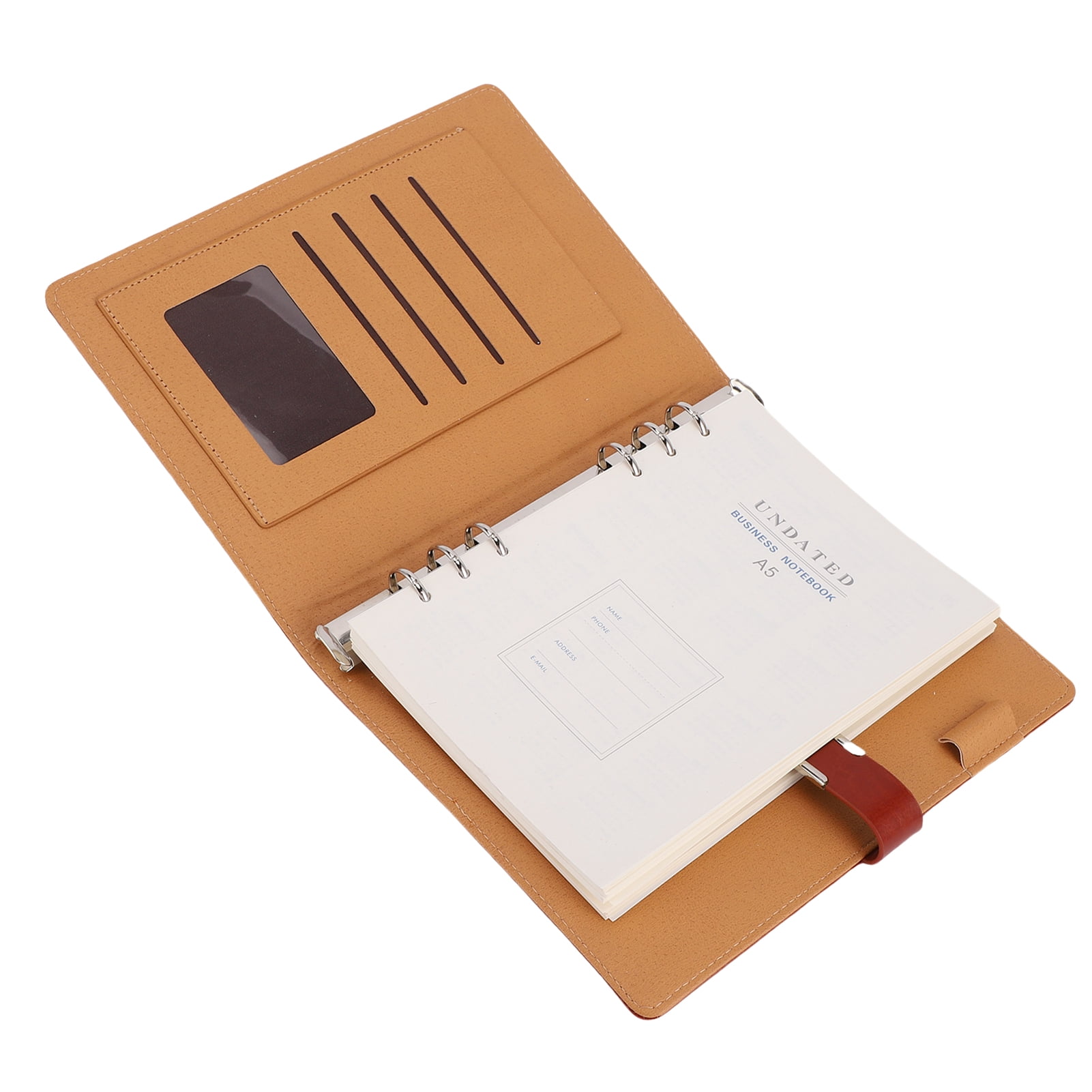 M Buder A5 Binder 6 Rings PU Leather Magnetic Closure Refillable Notebook Binder with 80 Sheets Lined Paper, Durable A5 Planner Binder 9.25 x 7.09 in / 23.5 x 18 cm for Office School Home Use