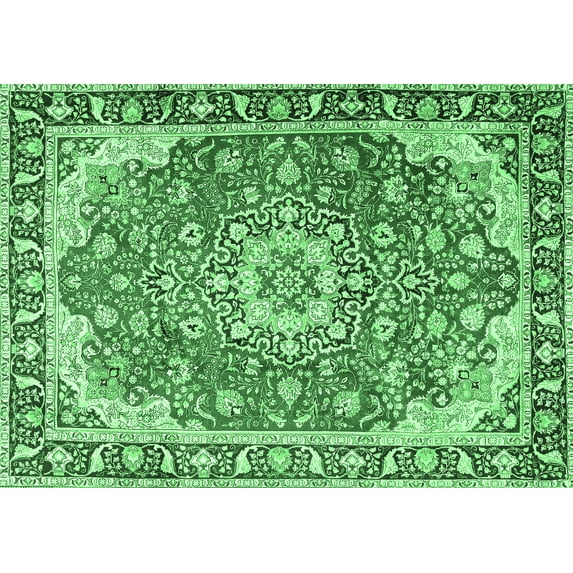 Ahgly Company Indoor Rectangle Persian Emerald Green Traditional Area Rugs, 7' x 10'