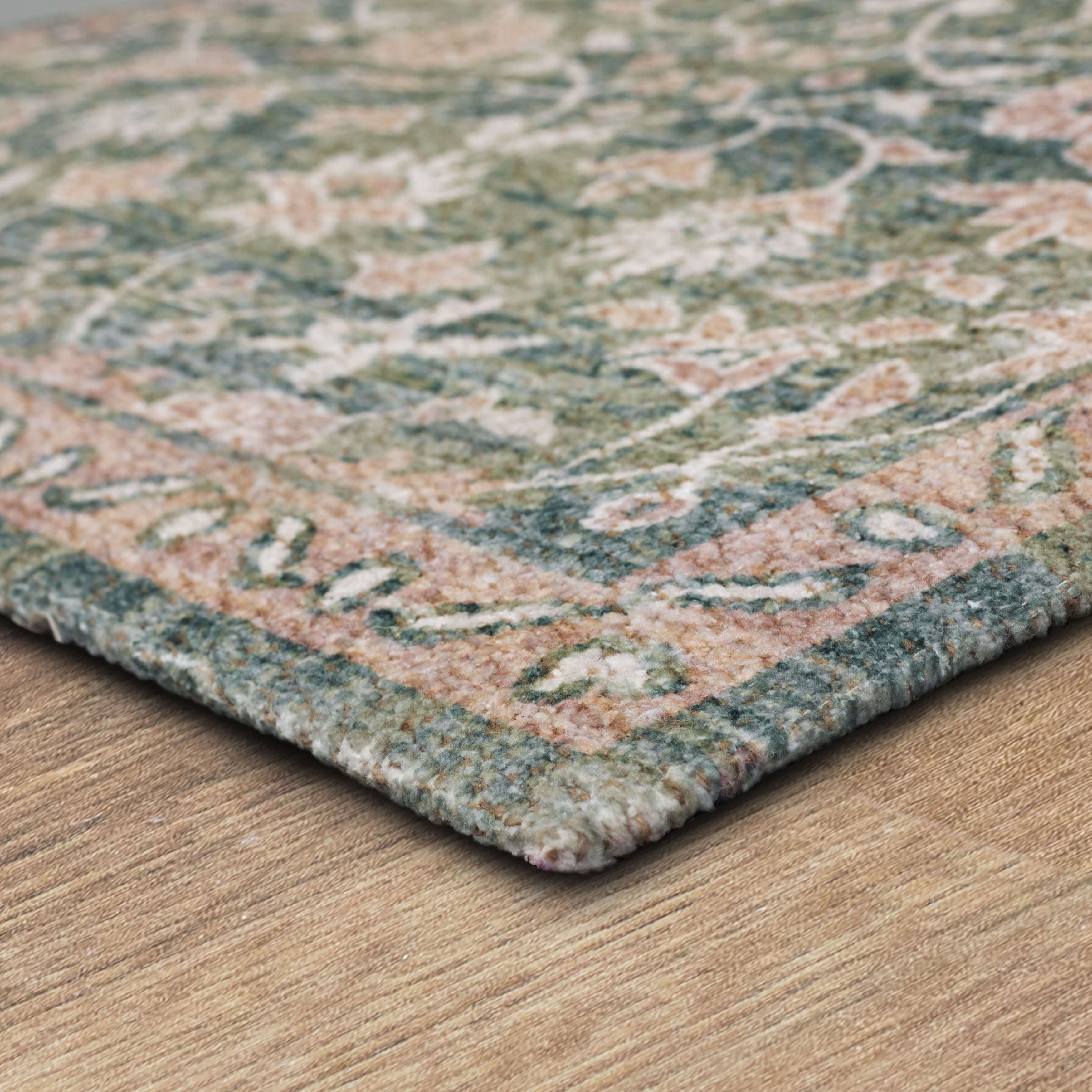 Mainstays Zula Jardin Low Pile Stain/Fade Resistant Polyester Indoor Runner Rug, Green, 1'10" x 6'