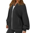 thumbnail image 7 of Women's Full Zip Up Sweatshirt Oversized Jacket Trendy Hoodies Lightweight Coats with Pockets Dark Gray 3XL, 7 of 7