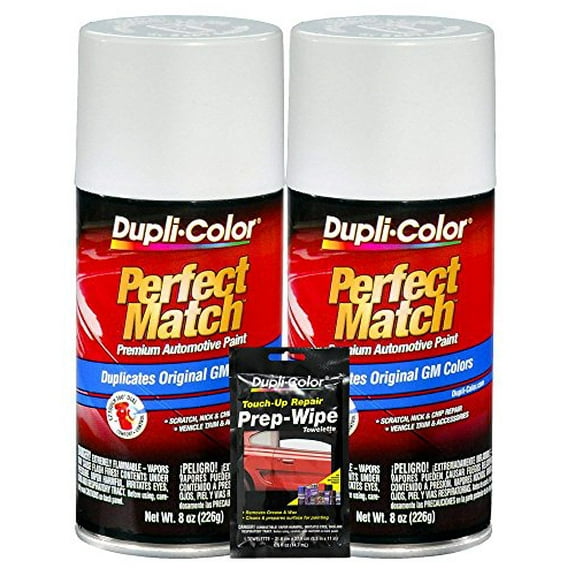 Dupli-Color Bright White General Motors Exact-Match Automotive Paint - 8 oz, Bundles with Prep Wipe (3)