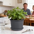 thumbnail image 4 of Large Flower Pots, Plant Pots Outdoor Planters with Drainage Hole & Tray Saucer, Decoration Plastic Pots for Plants for Indoor Outdoor Garden Home Plants Planter, 4 of 5