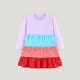 thumbnail image 2 of Odeerbi Toddler Girls Long Sleeve Rainbow Striped Cotton Dress Spring Fall Cute A-Line Dress Color Blocked Round Neck Loose Casual Dress Toddler Girls Clothes, 2 of 5