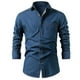 thumbnail image 1 of Blusa y camisa de manga larga con cuello vuelto para hombre, blusa holgada de poliéster con botones sólidos y cuello vuelto para hombre., 1 of 3