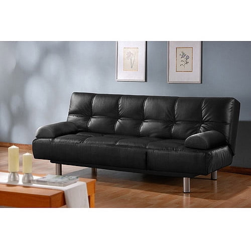 Atherton Home Manhattan Convertible Futon Sofa Bed and Lounger, Black ...