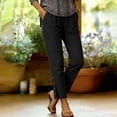 thumbnail image 5 of VBVC Women's Button Slit Hem Capri Pants,Straight Leg Cropped Trousers For Women,Ladies Summer Cotton-Linen Sweatpants with Pockets,Black,S-2XL, 5 of 9