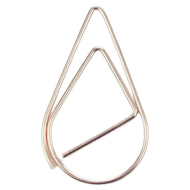 stanreset 30 Pieces Paper Clip Cute Water Drop Shape Simple Style Solid Color Office School Note Book Photo Clamp Bookmark Rose Gold