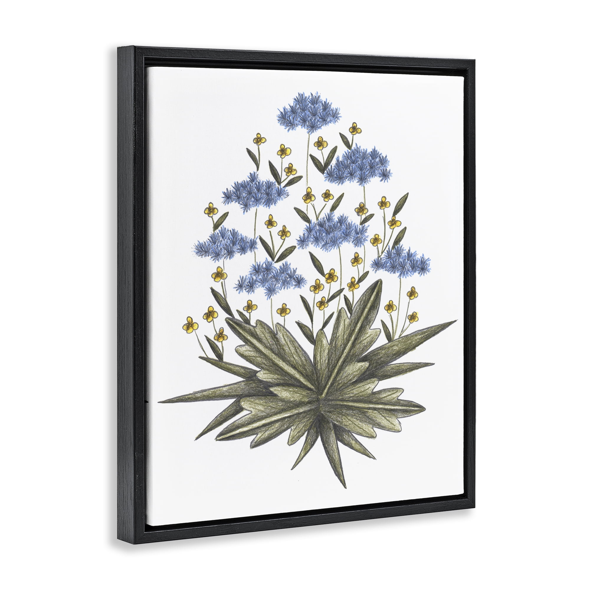 Where Wild Flowers Bloom Black Framed Floater Canvas Wall Art, design by Cecilia Battaini