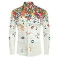 thumbnail image 1 of Hommes Casual Nouveauté Musical Note Pattern Manches Longues Chemise Top Blouse pour Parti, 1 of 5