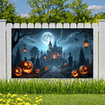 thumbnail image 4 of Gothic Design Halloween Banner with Scary Pumpkins Spooky Castle Backdrop Dark Atmosphere for Halloween Party Decoration, 4 of 5