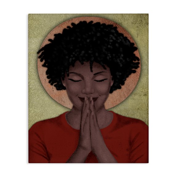 Stupell Industries Contemporary Hopeful Woman in Prayer Geometric Sun Shape Canvas Art, 24 x 30, by Marcus Prime