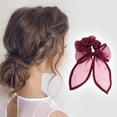 thumbnail image 2 of Unique Bargains 1 Pc Grace Rhinestones Bow Scrunchie Hair Elastic Band Wine Red, 2 of 5