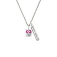 thumbnail image 2 of Delight Jewelry Silvertone Owl with Hot Pink & Clear Crystal Eyes Silvertone Hope Anchors the Soul Bar Charm Necklace, 23", 2 of 4