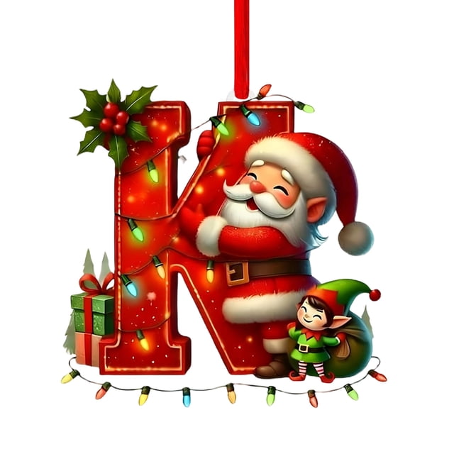 Colgante acrílico para árbol de Navidad | Adorno con inicial de 26 letras para decoración navideña | Regalo familiar personalizado para fiestas navideñas | Decoración para el árbol del hogar