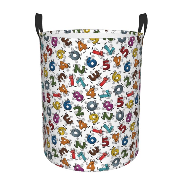 Fotbe Colorful Numbers Cesto de Ropa con Asas, Cesto Impermeable de Gran Capacidad, Bolsa de Lavado para Dormitorio, Cesto de Ropa con Ruedas y Asas-Small