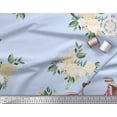 thumbnail image 2 of Soimoi Blue polyester Crepe Fabric Roses & Bicycle Transport Print Fabric by the Yard 52 Inch Wide, 2 of 3