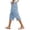 Light Blue, variant on Women's Solid Color Elastic Waist Loose Fit Casual Pants with Functional Side Buttons and Three Quarter Length