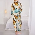 thumbnail image 5 of Kll Butterflies Print Women'S Long Sleeve Pajamas With Pants Sleepwear Loungewear 2 Set-X-Large, 5 of 9