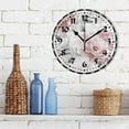 thumbnail image 3 of GZHJMY Pink Flowers Wall Clock, PVC Silent Non Ticking 10 Inch Battery Operated Wall Clocks, Easy to Read Clock for Home Kitchen Living Room Bathroom Office Decor, 3 of 6