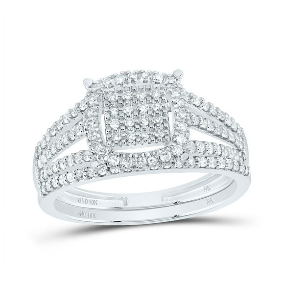 10kt White Gold 3/8 Cttw Natural Diamond Fashion Cushion Wedding Engagement Anniversary Bridal Set, Women Size: 5-9