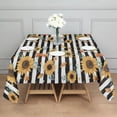 thumbnail image 3 of Black White Stripe Orange Leaf Sunflower Pattern Square Tablecloth,Waterproof Square Table Cover,Wipeable Spillproof Washable Table Cover for Home Kitchen Party Decor 42"X42"(107x107cm), 3 of 6