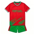 thumbnail image 3 of Fan Soccer for Kids Portugal Boys Team Athletic Short Sleeve T Shirt And Shorts Outfit For Kids Youth Football Training Play Clothes Set 7-8 Years, 3 of 4