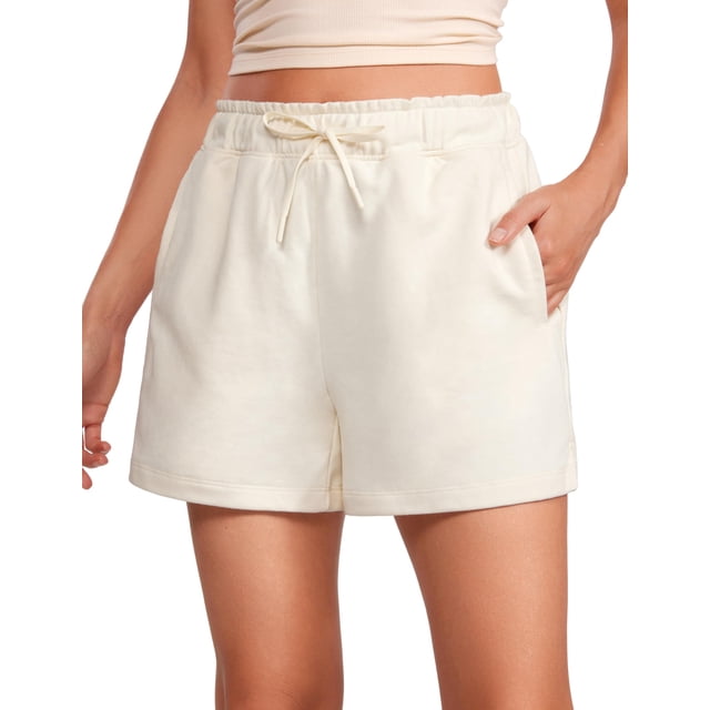 Shorts CRZ YOGA Cómodos de Algodón Blanco Talle M