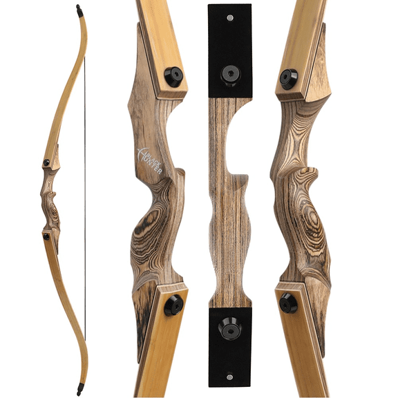 60'' Takedown Hunting Bow 20-60lbs Recurve Bow Wooden Adult Archery Target RH