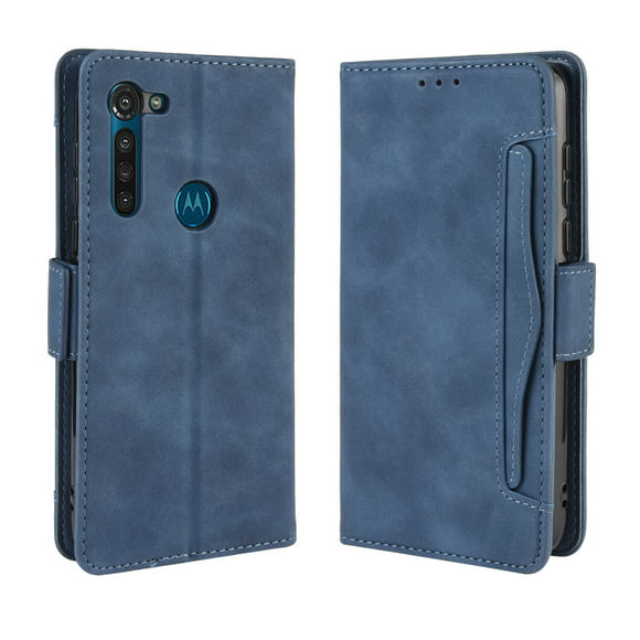 Case for Motorola MOTO G8 Cover Adjustable Detachable Card Holder Magnetic closure Leather Wallet Case - Blue