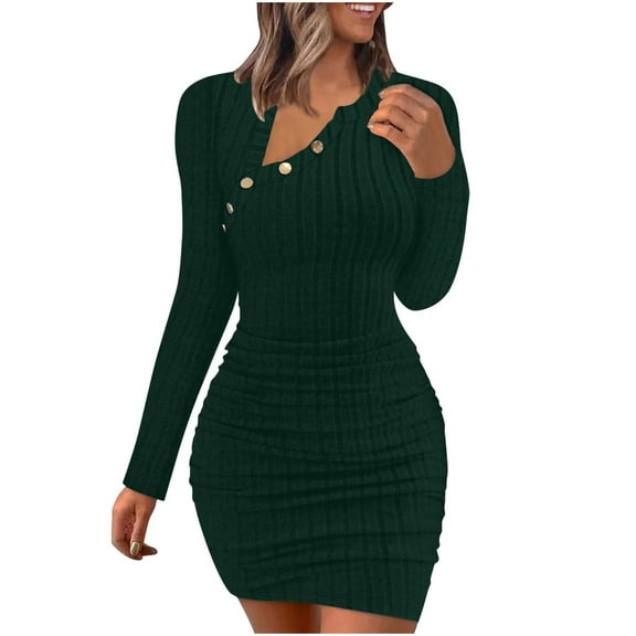 ChaoHeng Women Dresses Plus Winter Dresses for Women 2025 Women's Sexy Solid Long Sleeve Buttocks Dresses