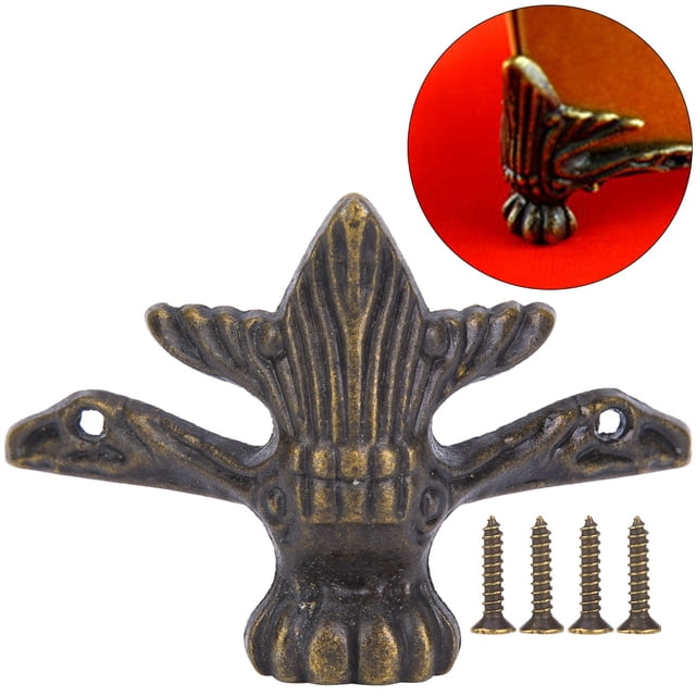 Protector de esquina de patas de muebles, caja de madera de aleación de Zinc, 4 Uds.
