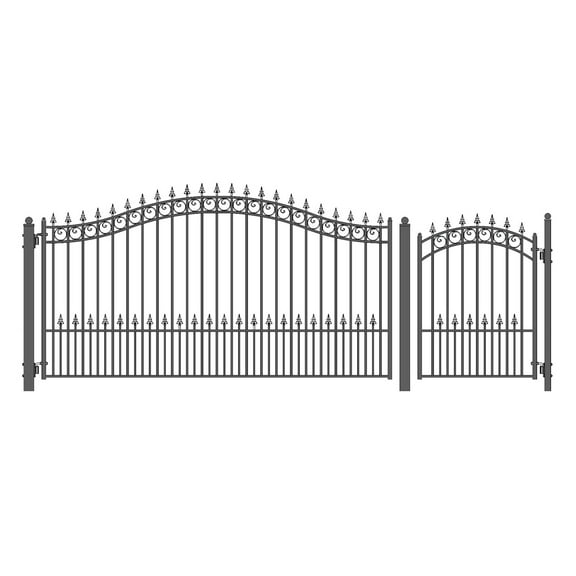 ALEKO Prague Style Garden Steel Single Driveway Gate 14 ft with Pedestrian Gate